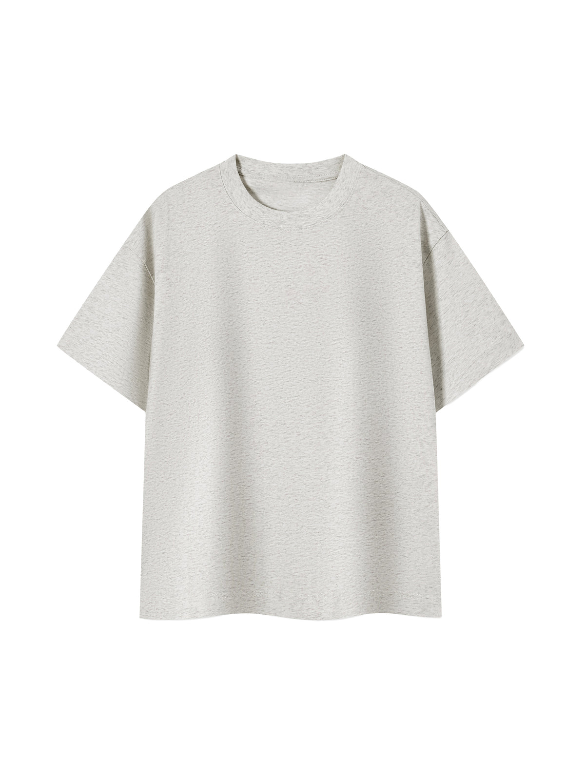Off Script Unisex Essential Cotton Boxy T-Shirt - Oat Grey front view