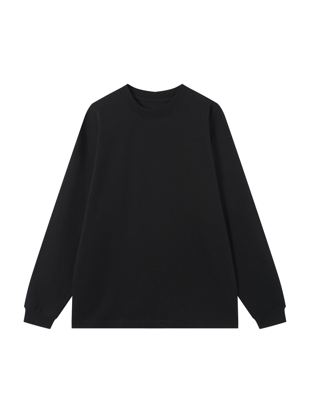 Off Script Essential Cotton Long Sleeve T-Shirt - Black front view