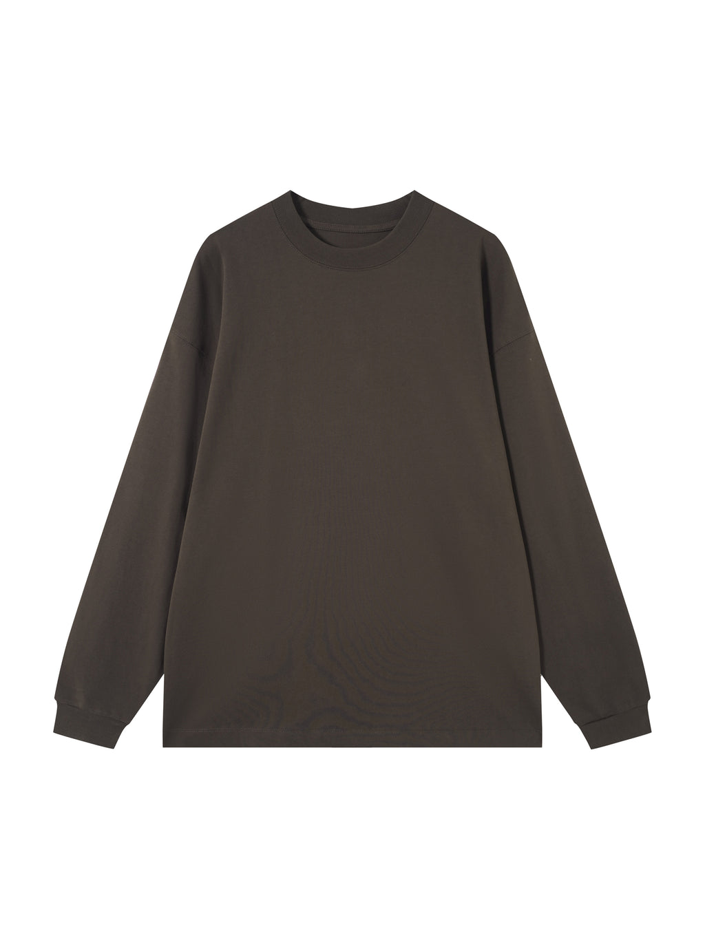 Off Script Essential Cotton Long Sleeve T-Shirt - Coffee front view
