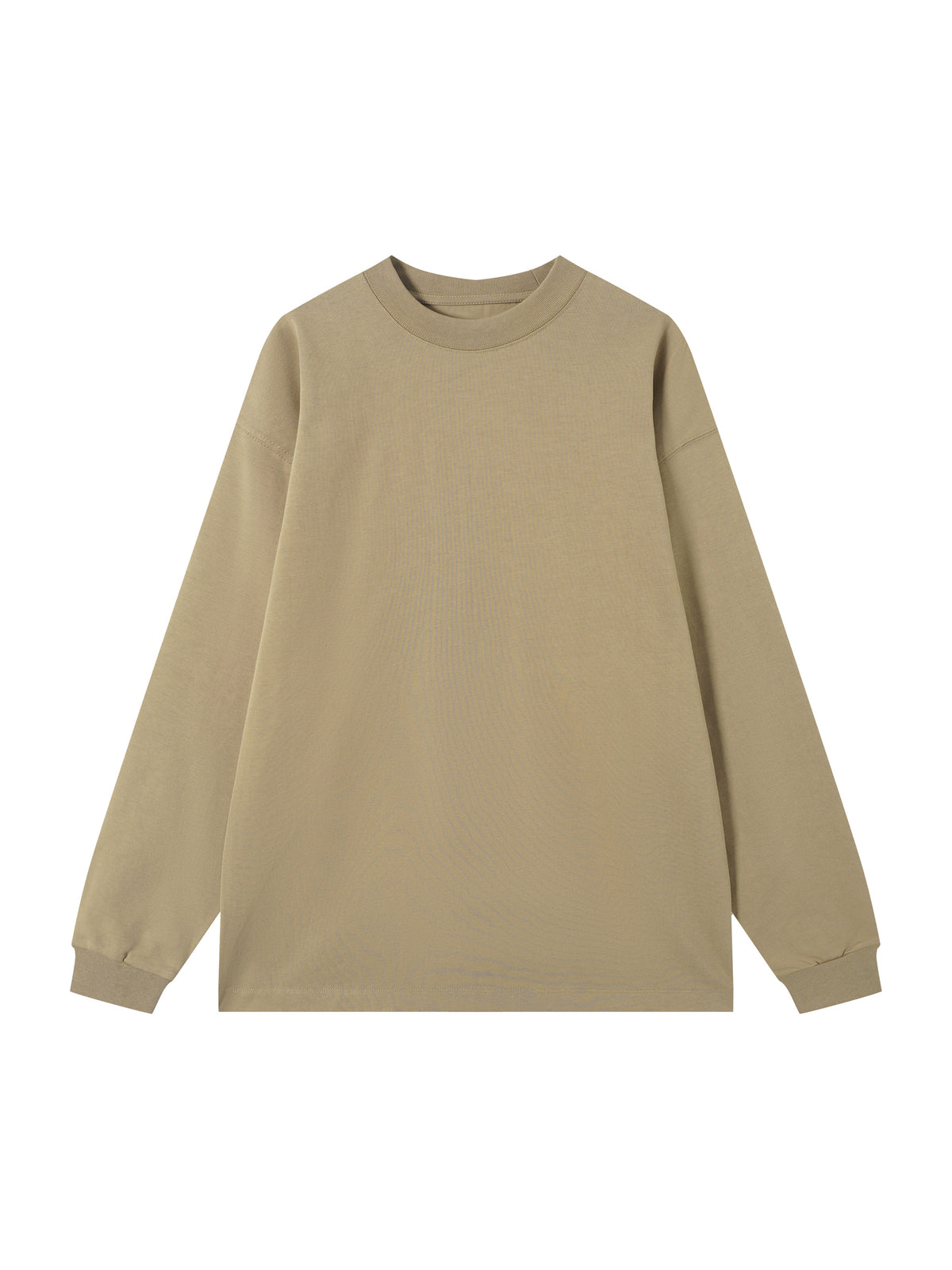 Off Script Essential Cotton Long Sleeve T-Shirt - Khaki front view