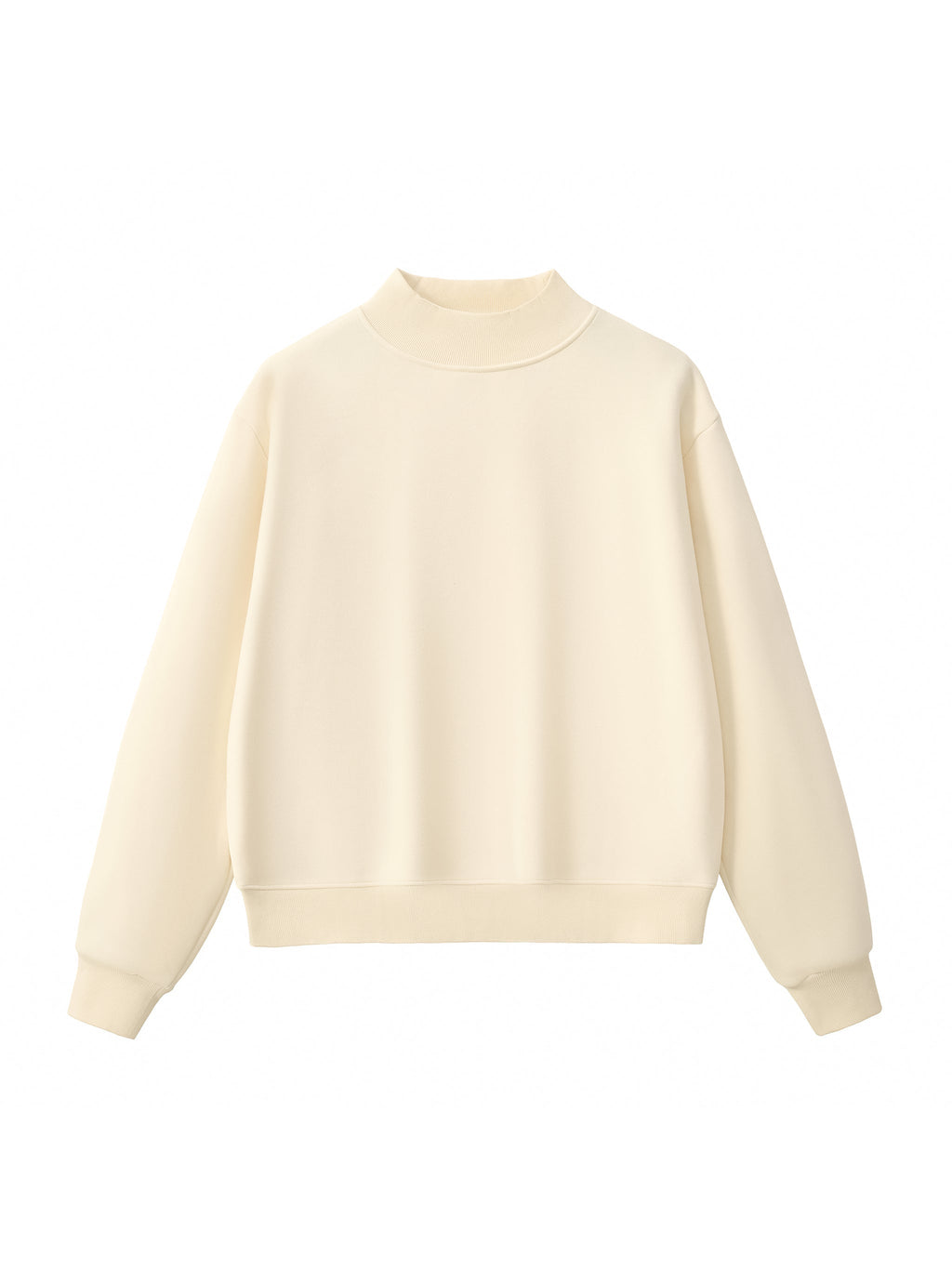 Essential Fleece Mock-Neck Crew Sweatshirt – Cream Apricot