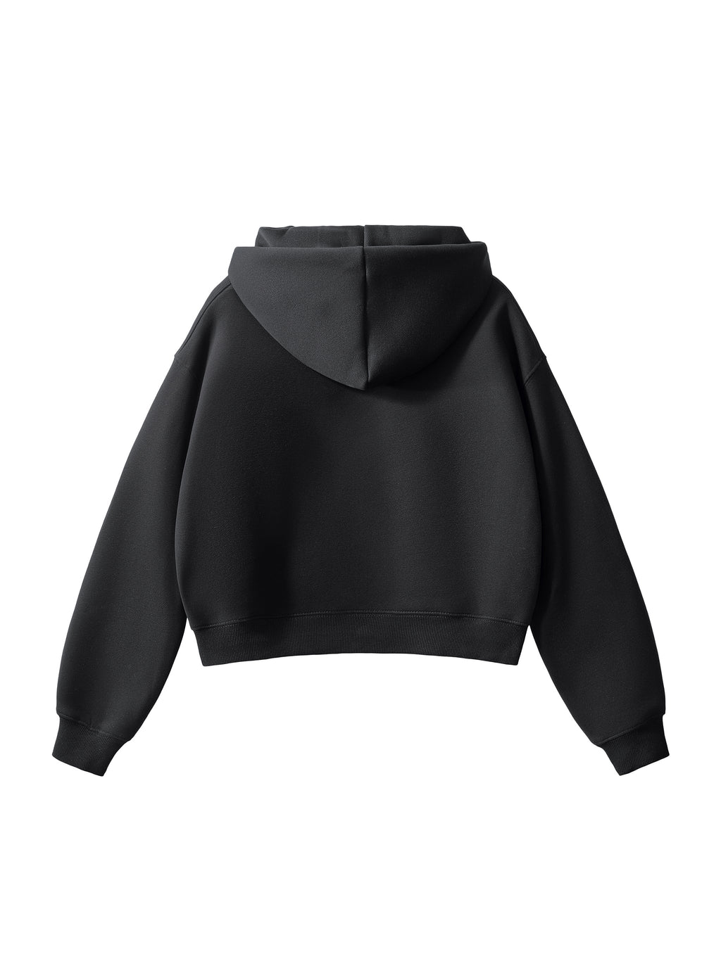 Fleeced Zip-Up Cropped Hoodie