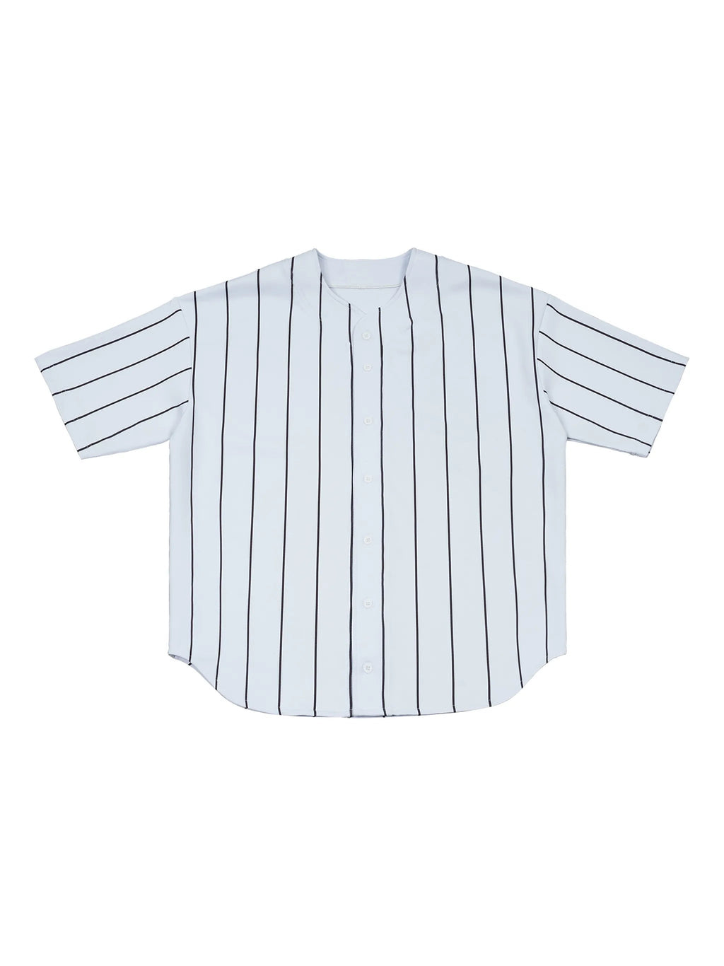 White Unisex Pinstripe Baseball Jersey front view