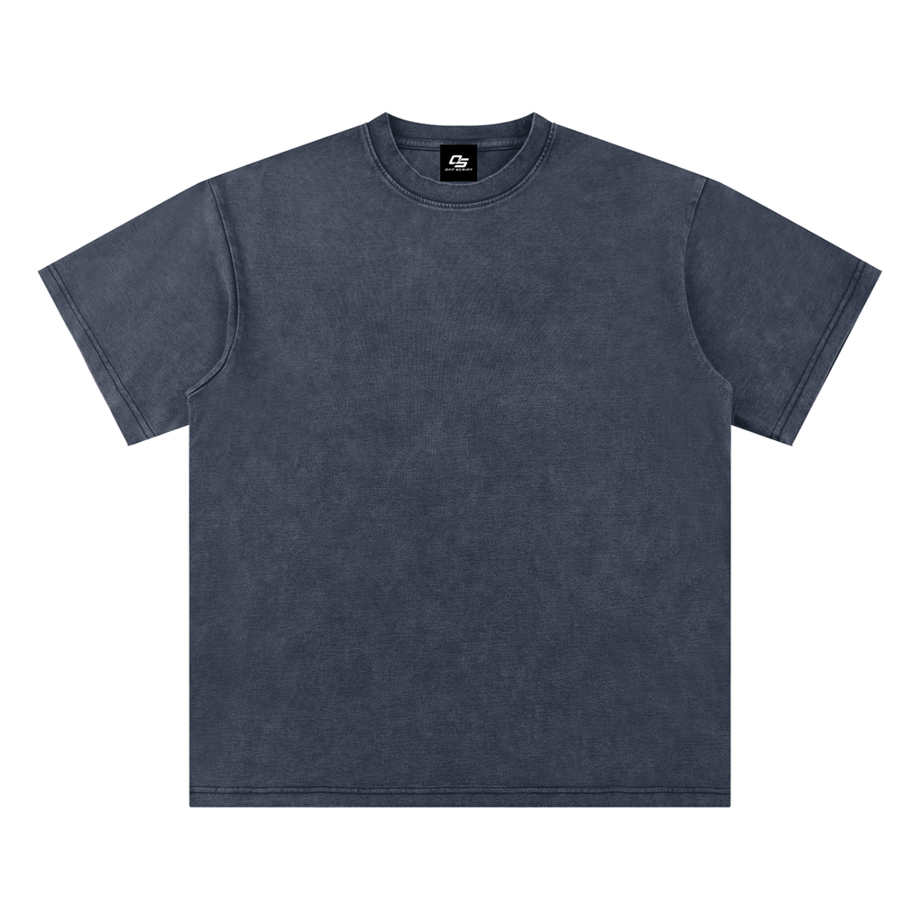 Navy Blue Unisex bamboo slub snow-washed T-shirt front view