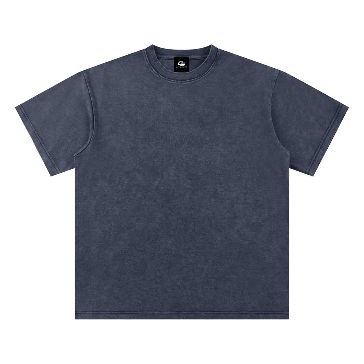 Navy Blue Unisex bamboo slub snow-washed T-shirt front view
