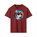 Cool Cat Sunset Pure Cotton Unisex T-Shirt – Wine Red