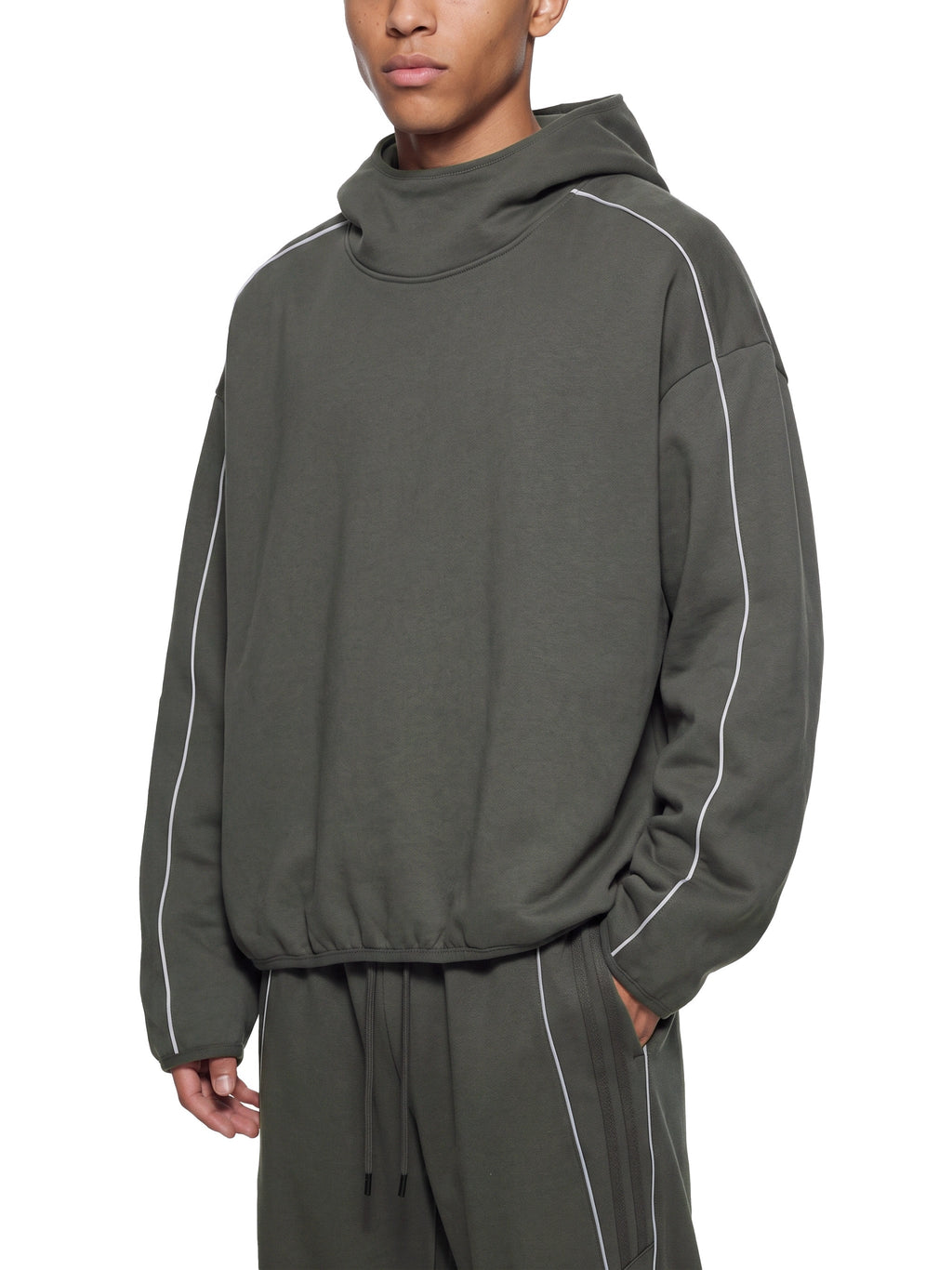 Unisex Boxy Piping Fleece Hoodie