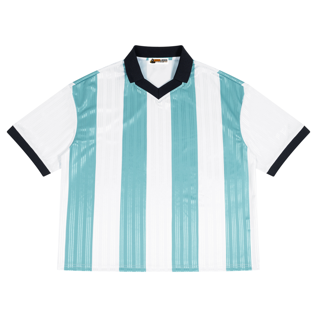 Unisex Boxy Striped Collared Soccer Jersey