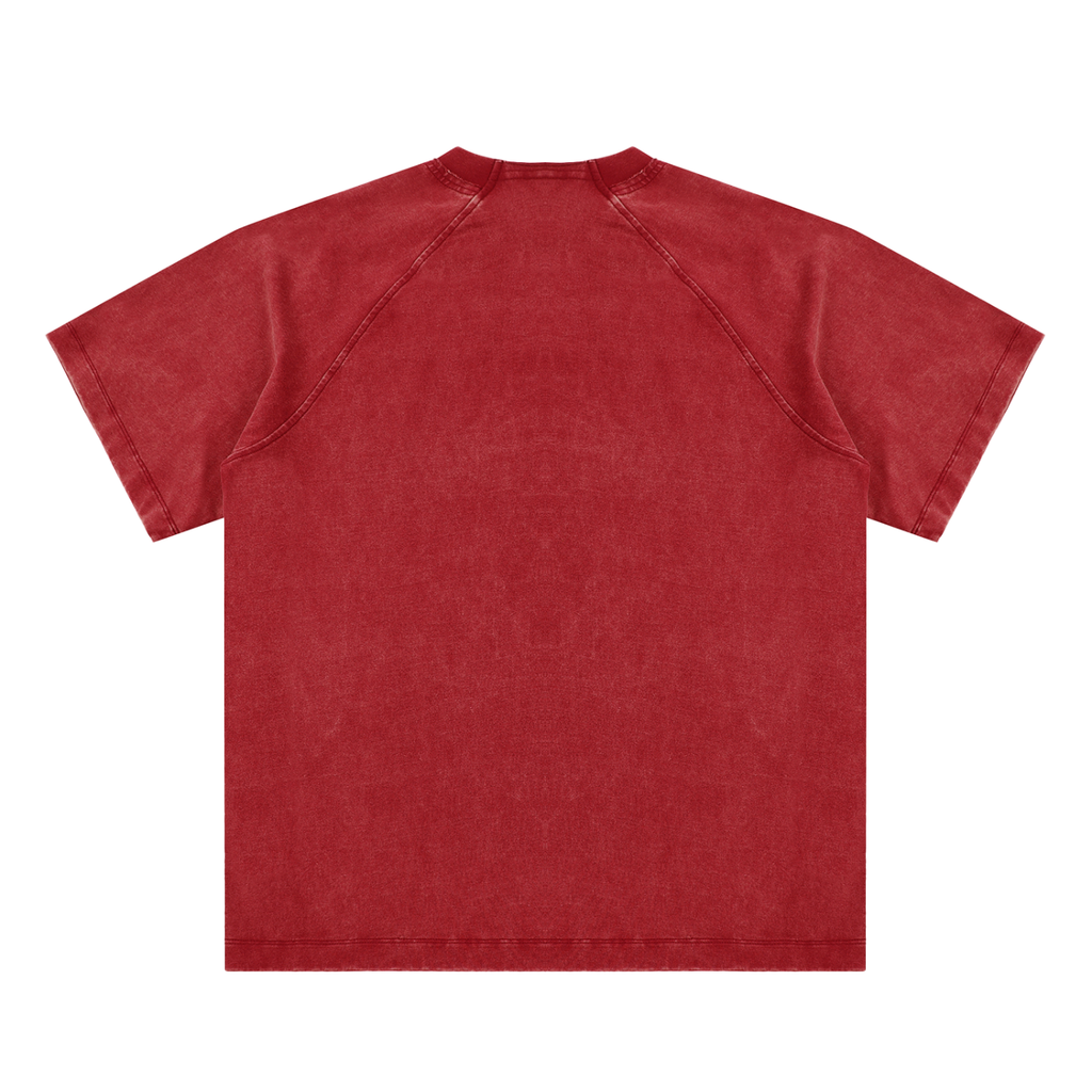 Red Unisex vintage-washed raglan cotton T-shirt alternate view