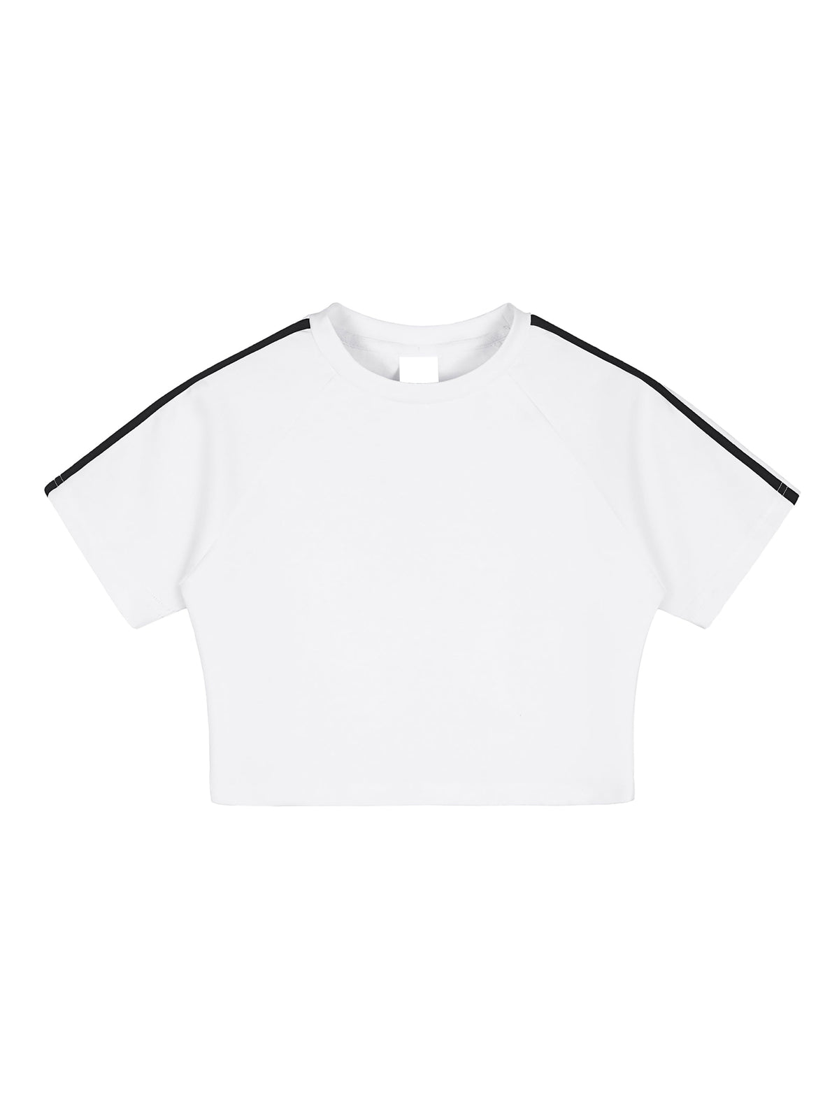 White Women’s Taped Cooling Performance Crop Top front view