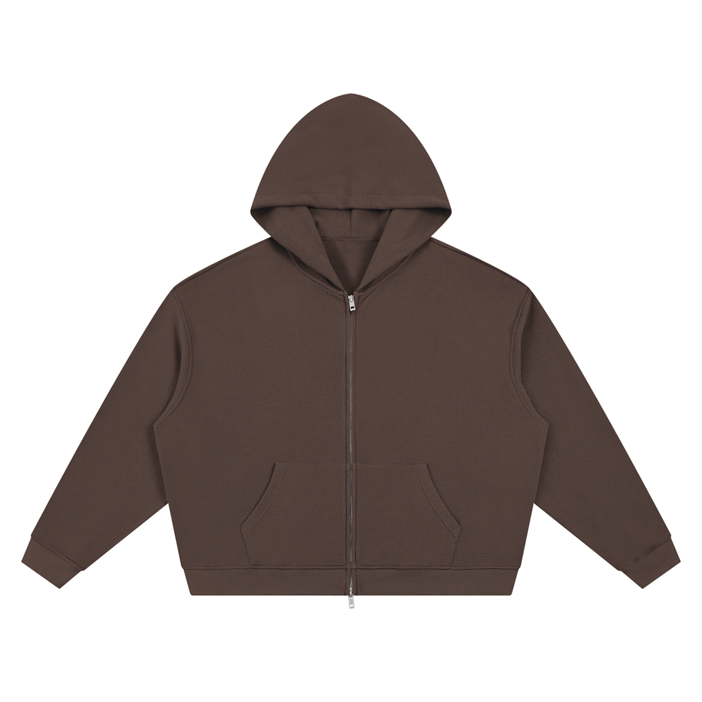 Unisex Waffle Boxy Full-Zip Hoodie