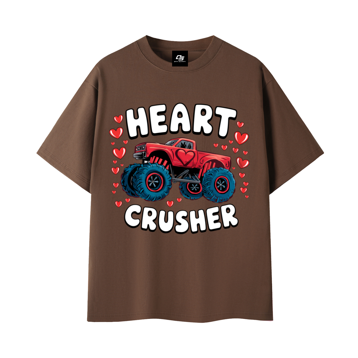Heart Crusher Unisex Graphic T-Shirt — Coffee front 3D mockup