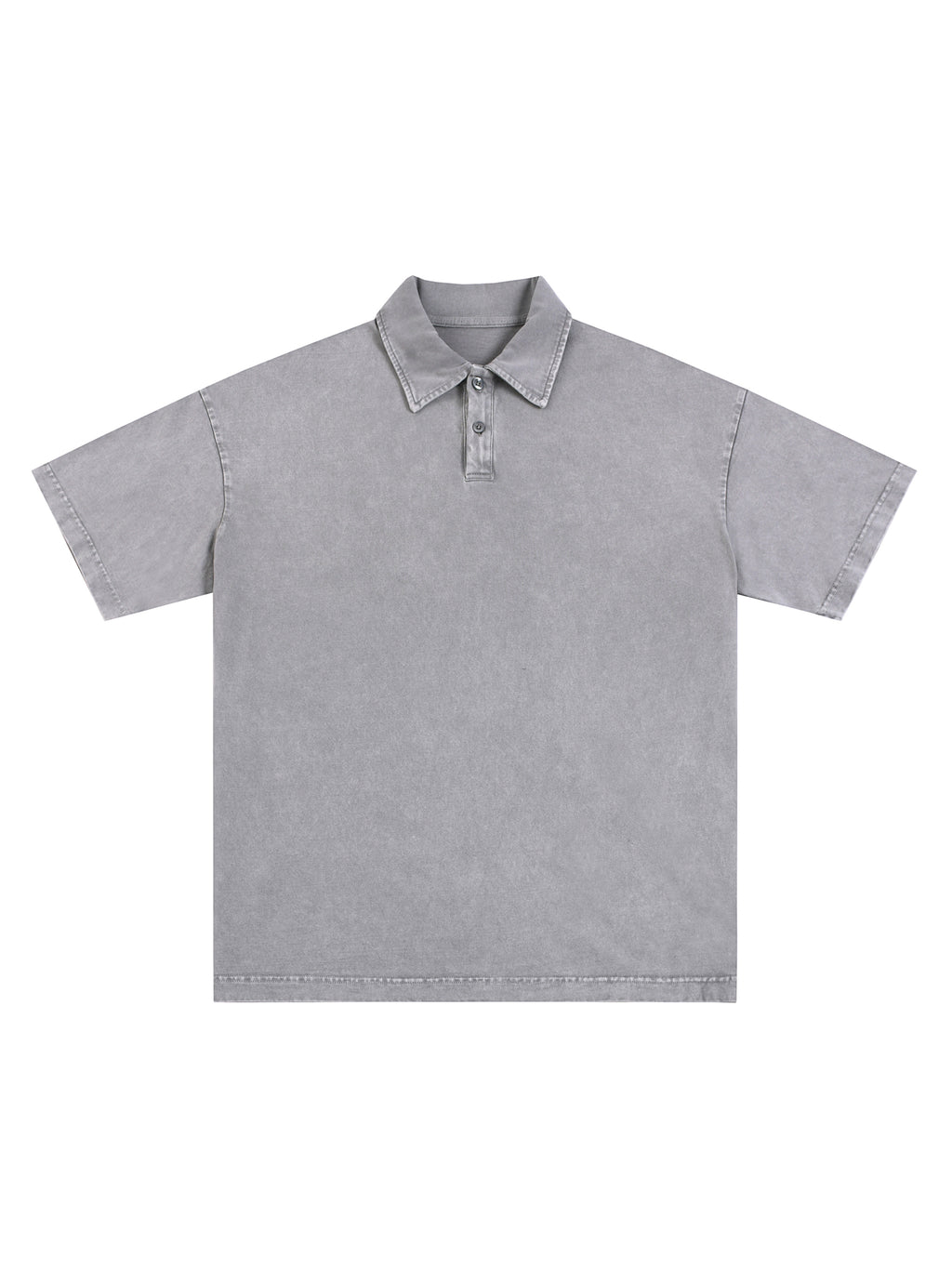 Heavyweight Snow-Washed Polo T-Shirt – Light Gray front view