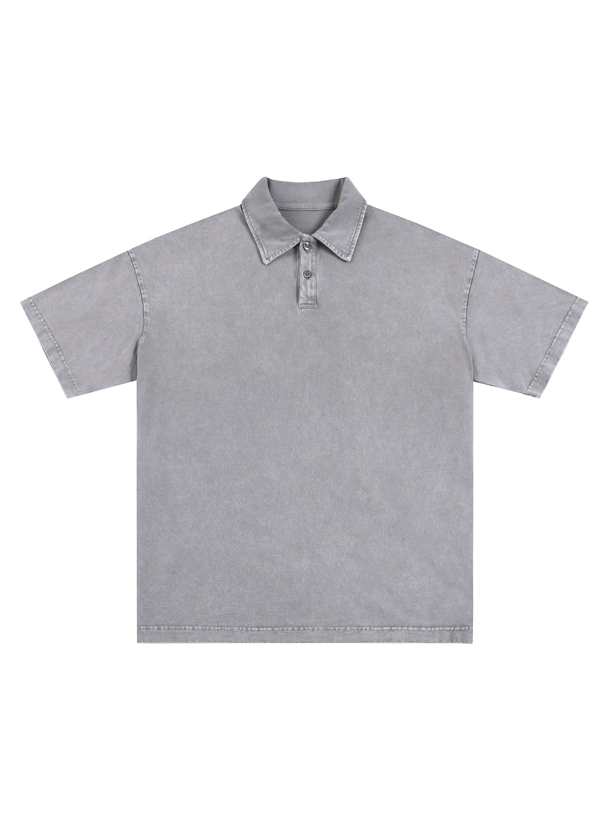 Heavyweight Snow-Washed Polo T-Shirt – Light Gray front view