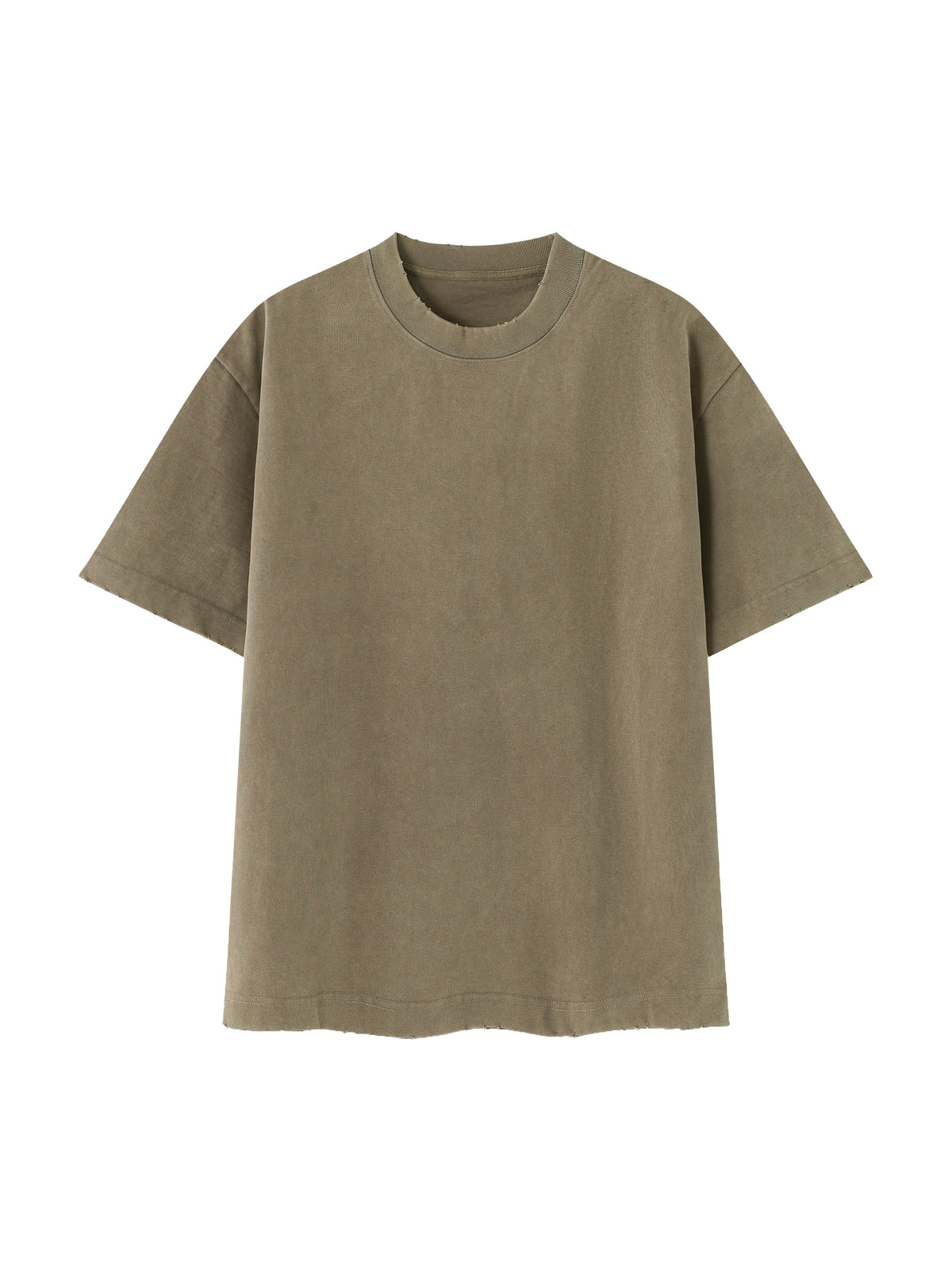Heavyweight Vintage Washed Frayed T-Shirt – Core Colours – Gray Coffee front view