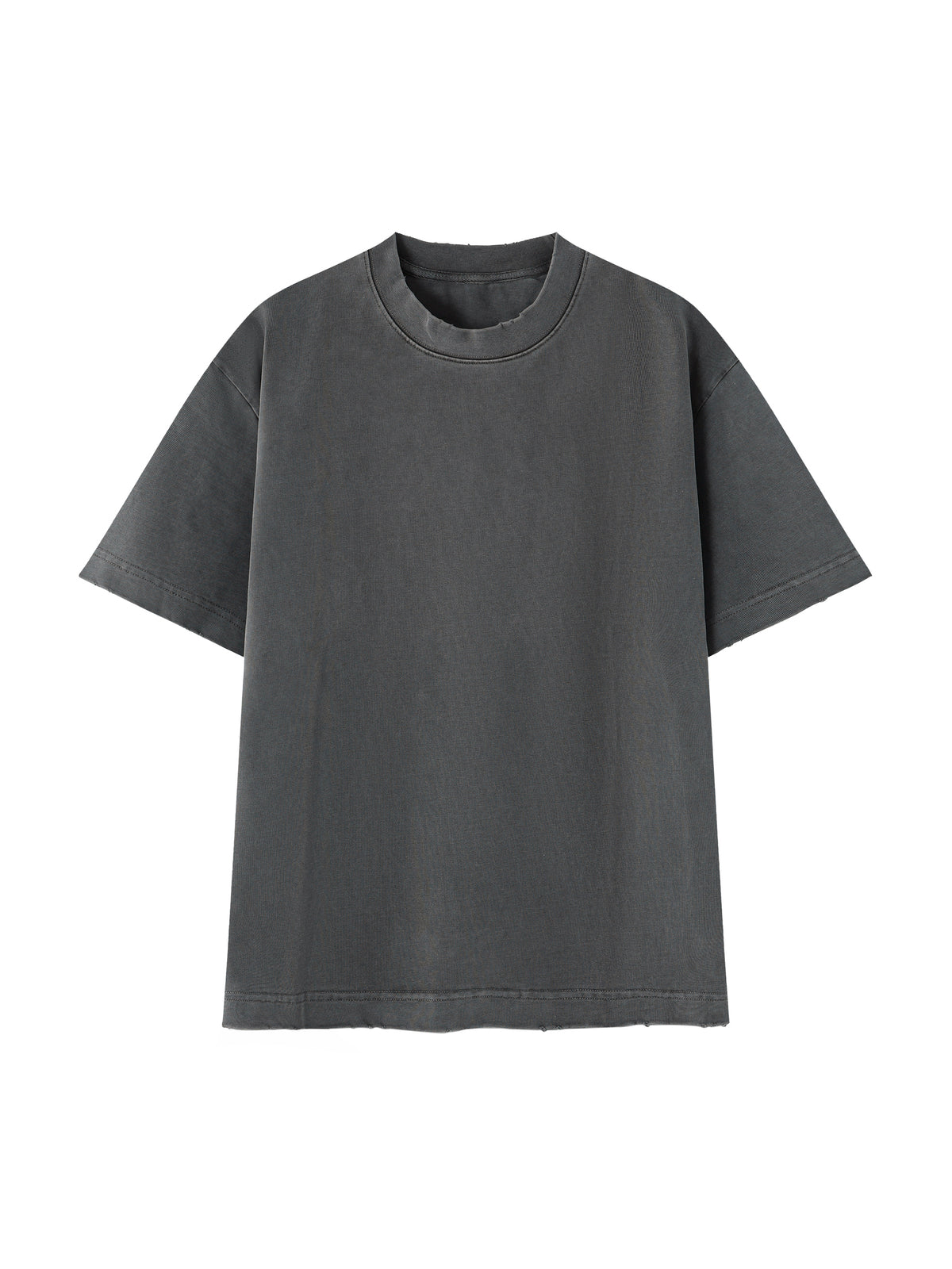 Heavyweight Vintage Washed Frayed T-Shirt – Core Colours – Dark Gray front view