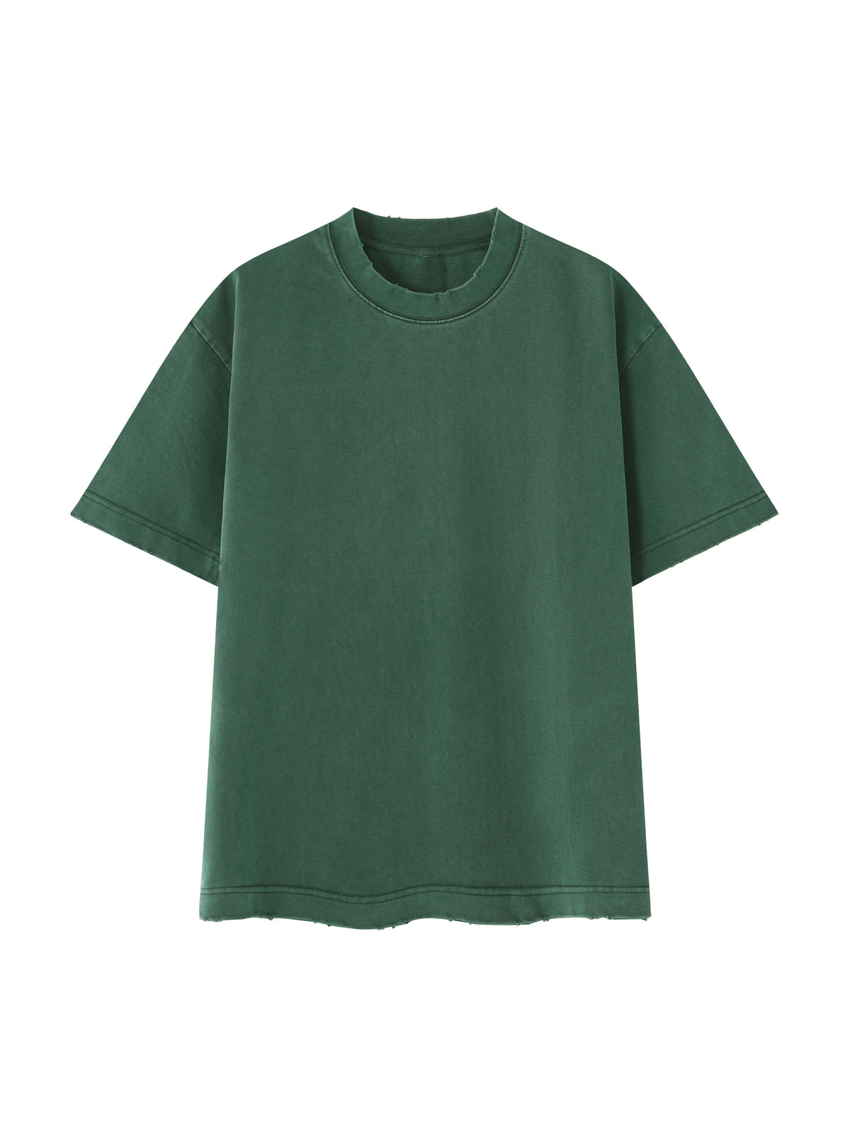 Heavyweight Vintage Washed Frayed T-Shirt – Core Colours – Retro Green front view