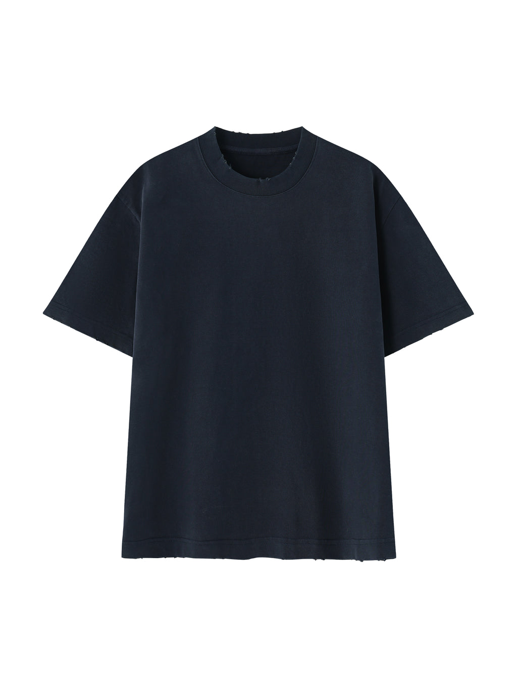 Heavyweight Vintage Washed Frayed T-Shirt – Extended Colours – Navy Blue front view