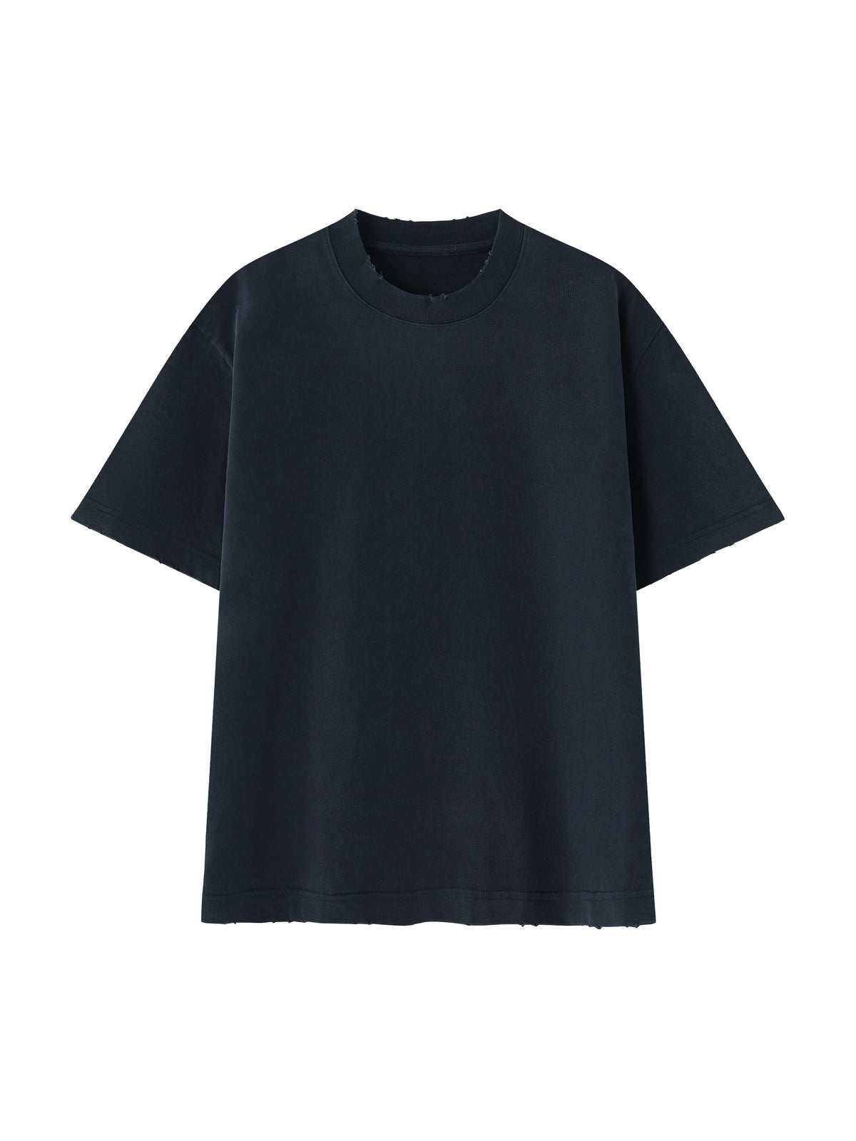 Heavyweight Vintage Washed Frayed T-Shirt – Extended Colours – Navy Blue front view