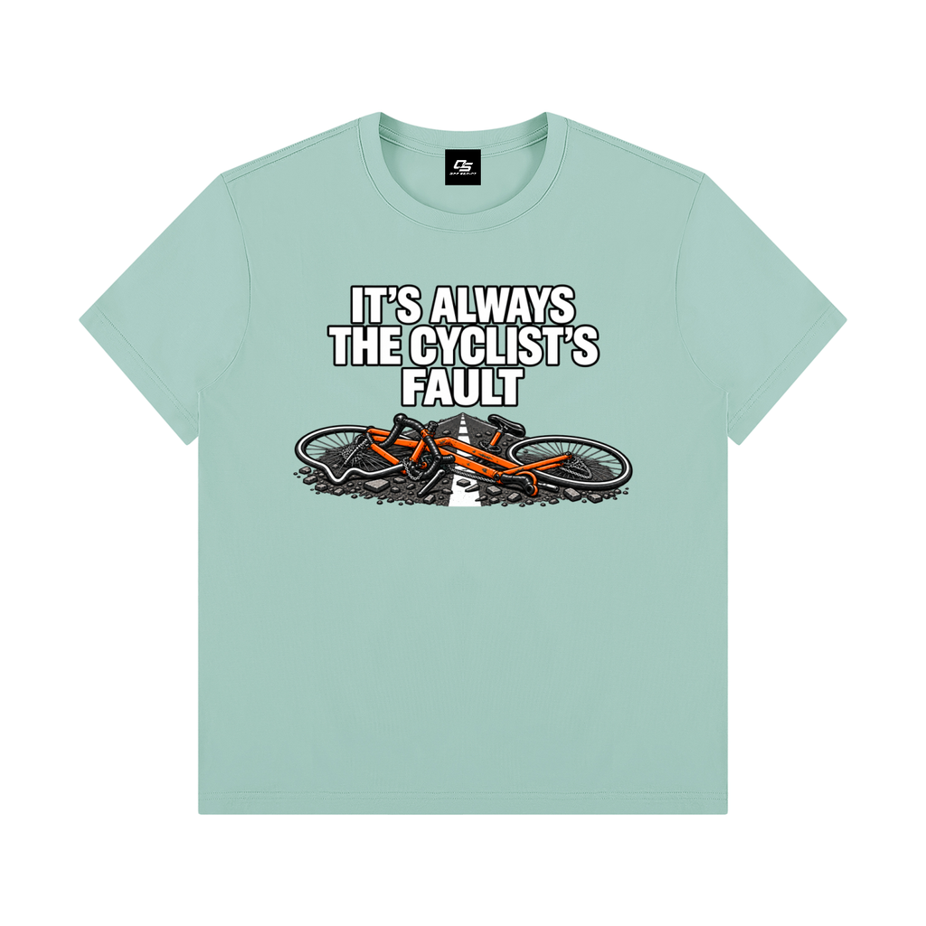 It's Always the Cyclist's Fault graphic T-shirt - Mint Green front view