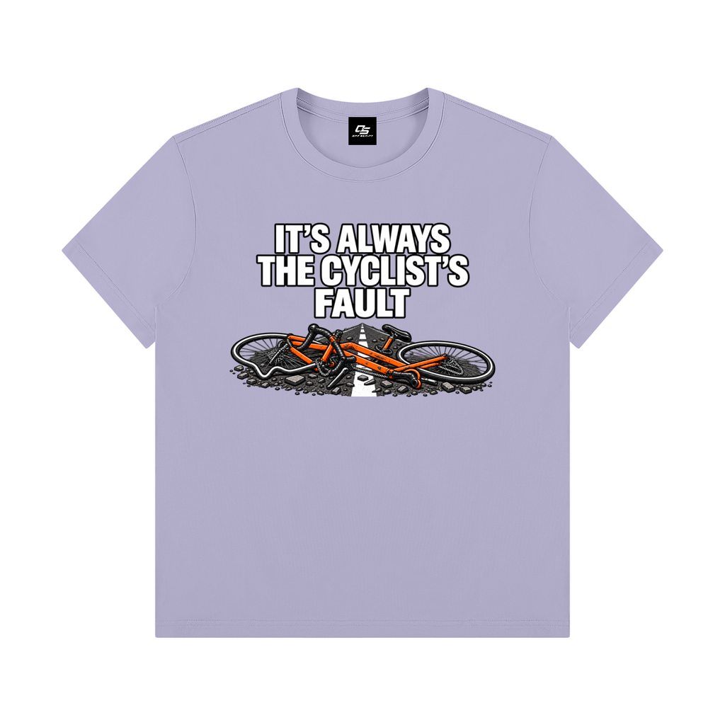 It's Always the Cyclist's Fault graphic T-shirt - Purple front view