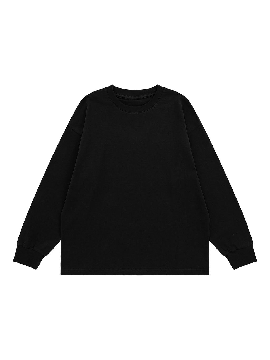 Kids’ Quick-Dry Cotton Long-Sleeve Tee V2 - Black front
