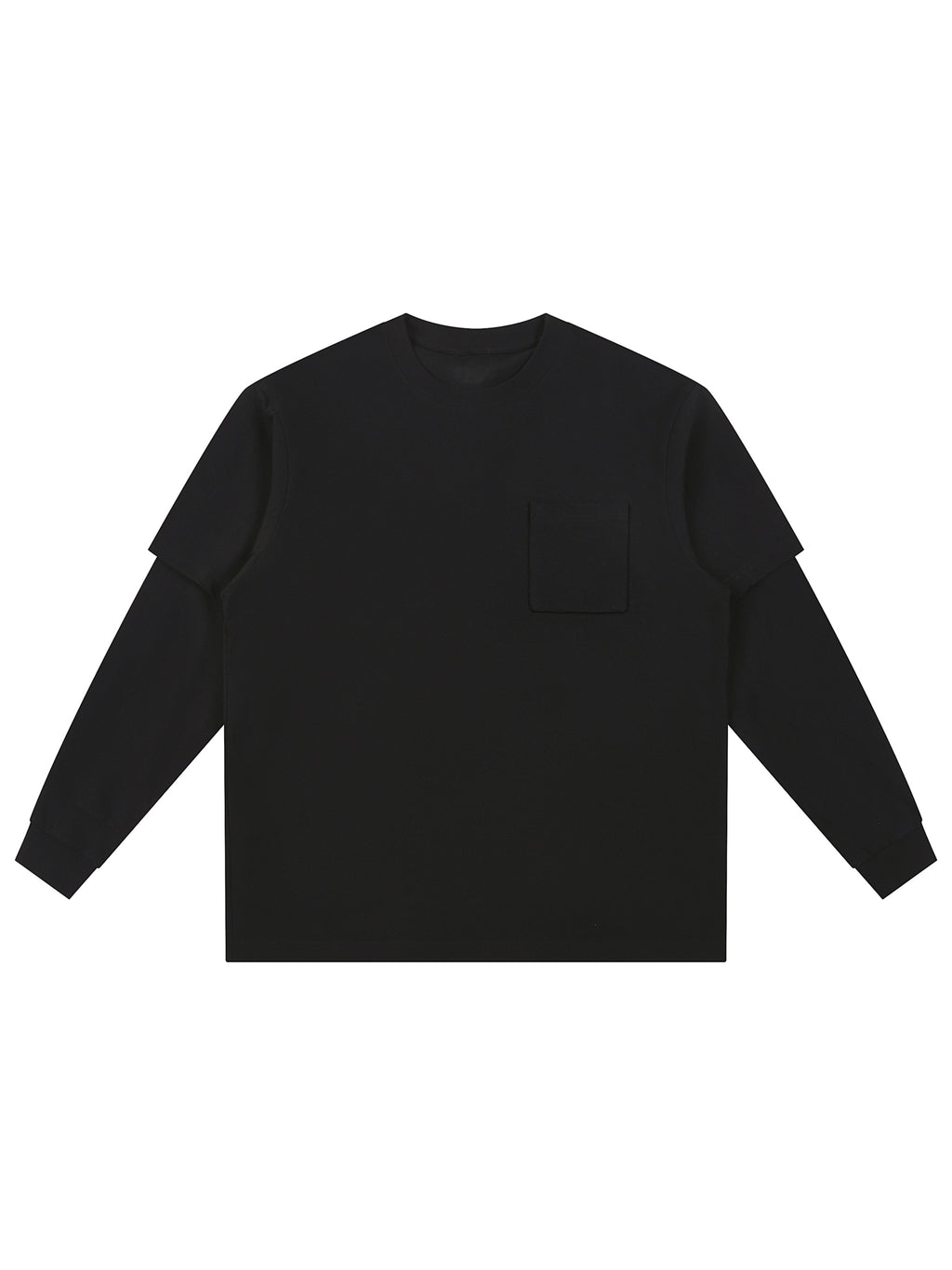 Layered Long Sleeve Oversized Tee – Black front view