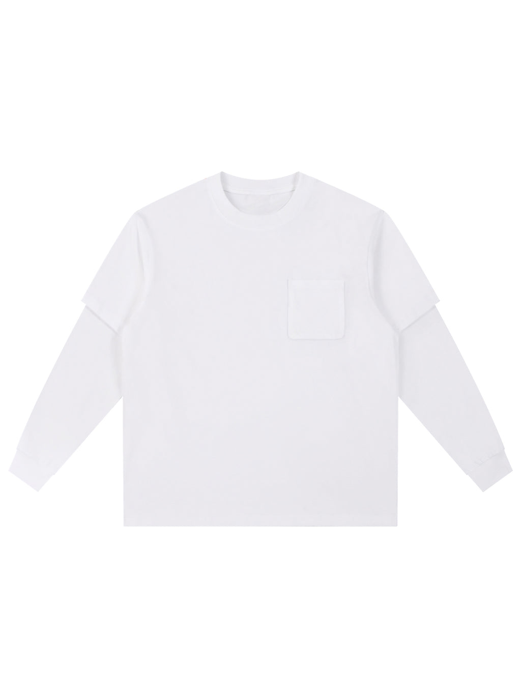 Layered Long Sleeve Oversized Tee – White front view