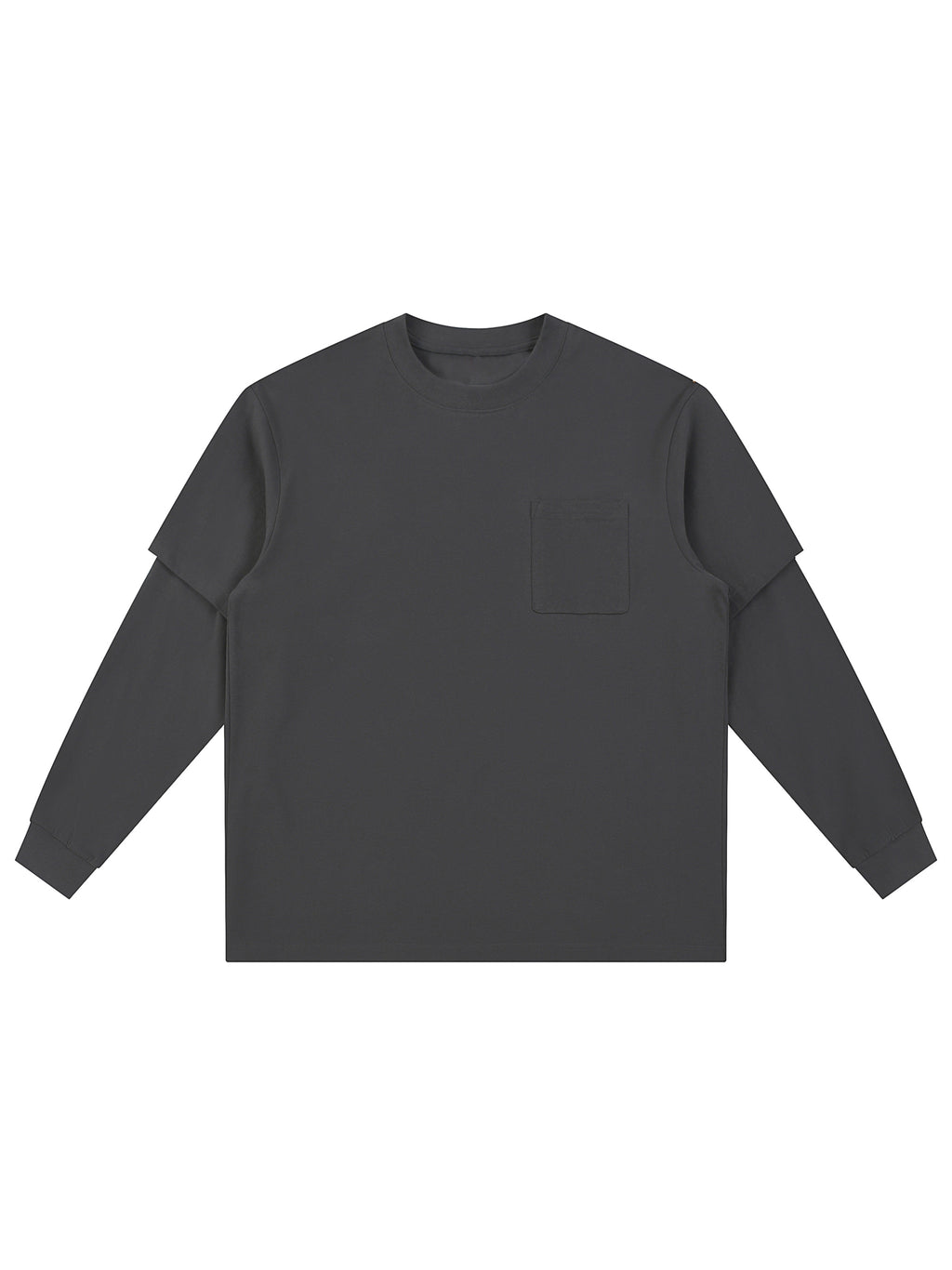 Layered Long Sleeve Oversized Tee – Gray front view