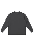 Layered Long Sleeve Oversized Tee – Gray front view