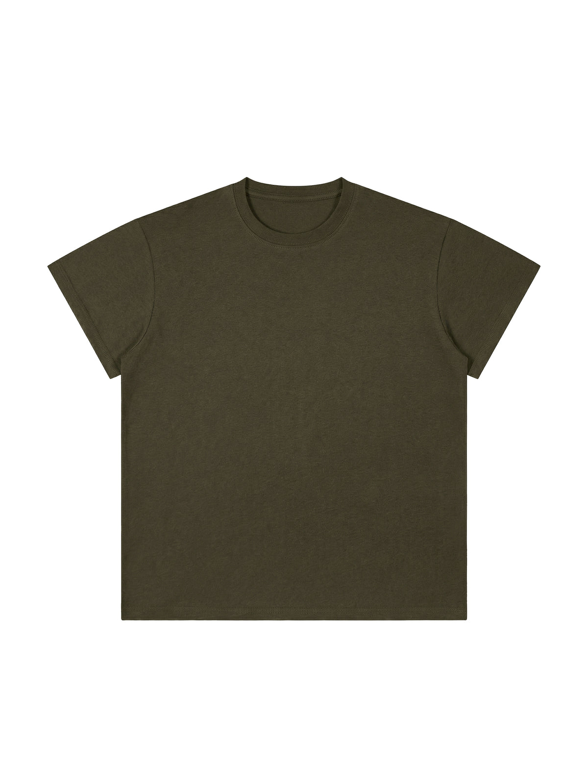 Lightweight Cotton Classic Fit T-Shirt – Olive Green front view