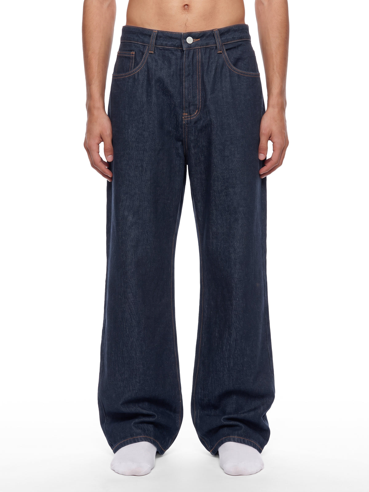 Men’s Vintage Wash Denim Jeans model front