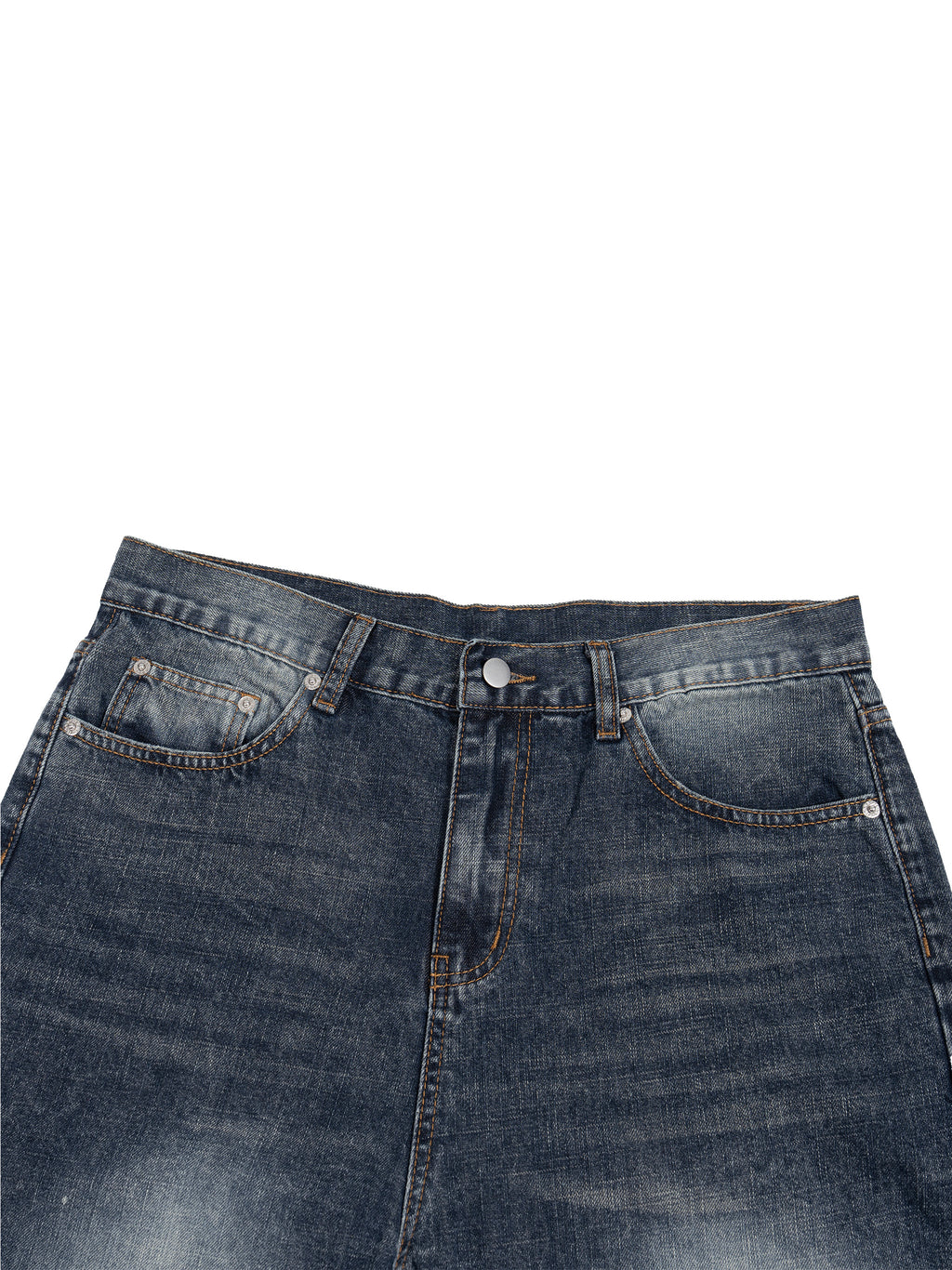 Men’s Vintage Wash Denim Jeans waistband and fly detail