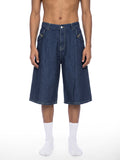 Men’s Vintage Wash Denim Shorts jeans blue model front view