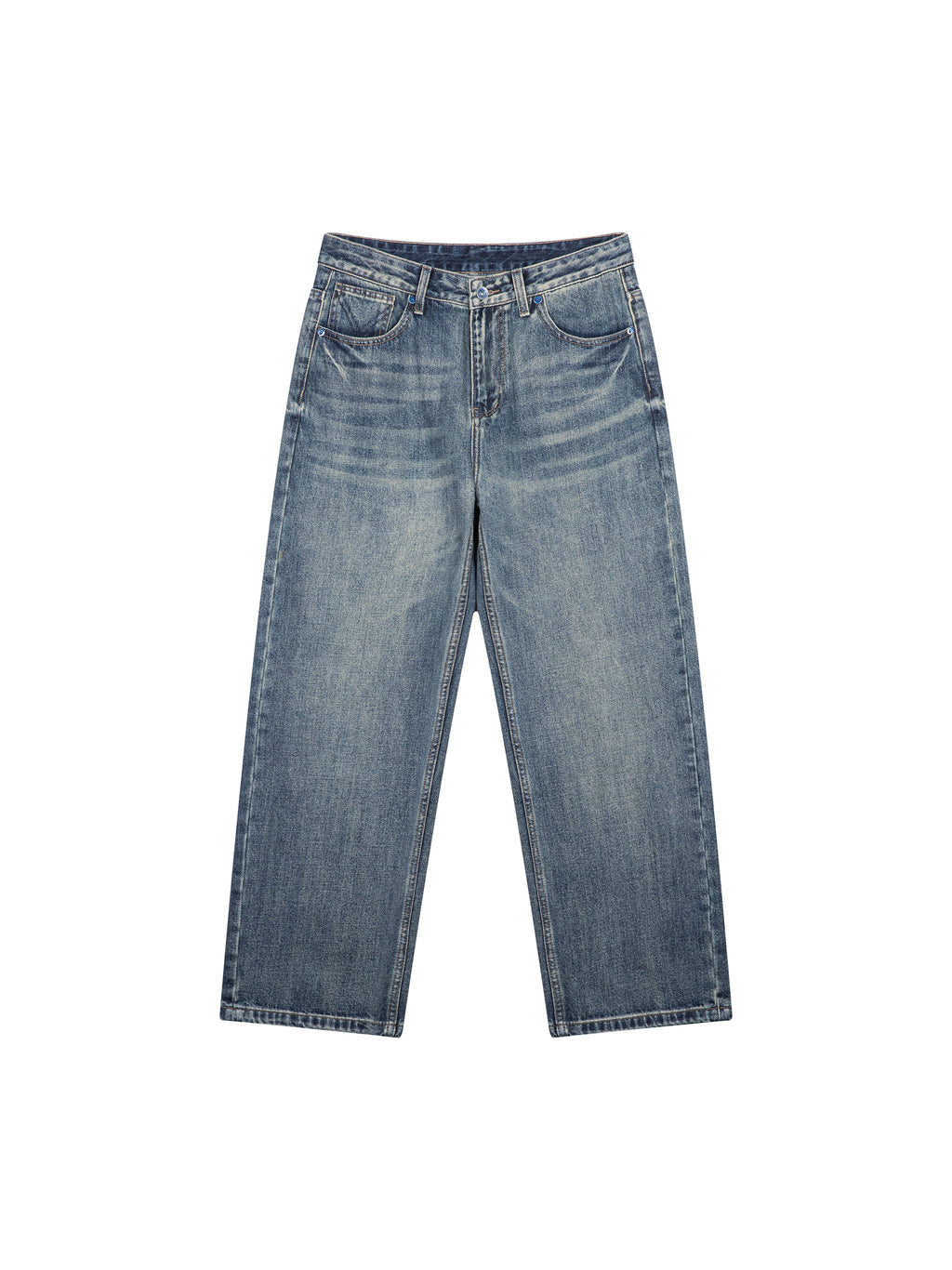 Men’s Vintage Wash Straight Leg Denim Jeans jeans blue front view