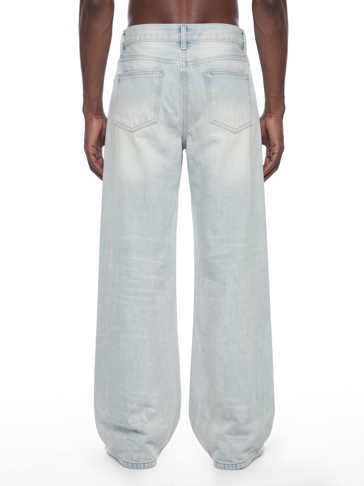 Men’s Vintage Wash Wide-Leg Denim Jeans