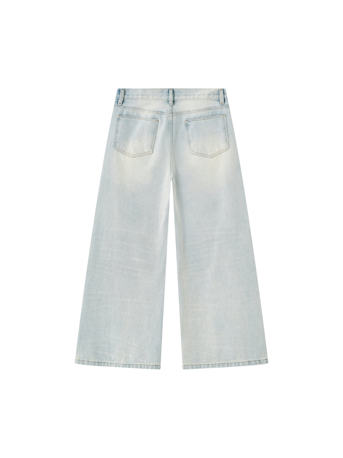 Men’s Vintage Wash Wide Leg Denim Jeans blue back 3D mockup