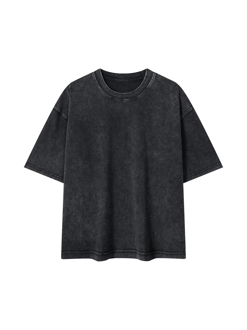 Mineral Wash Boxy Cotton T-Shirt – Core Colours – Black front view