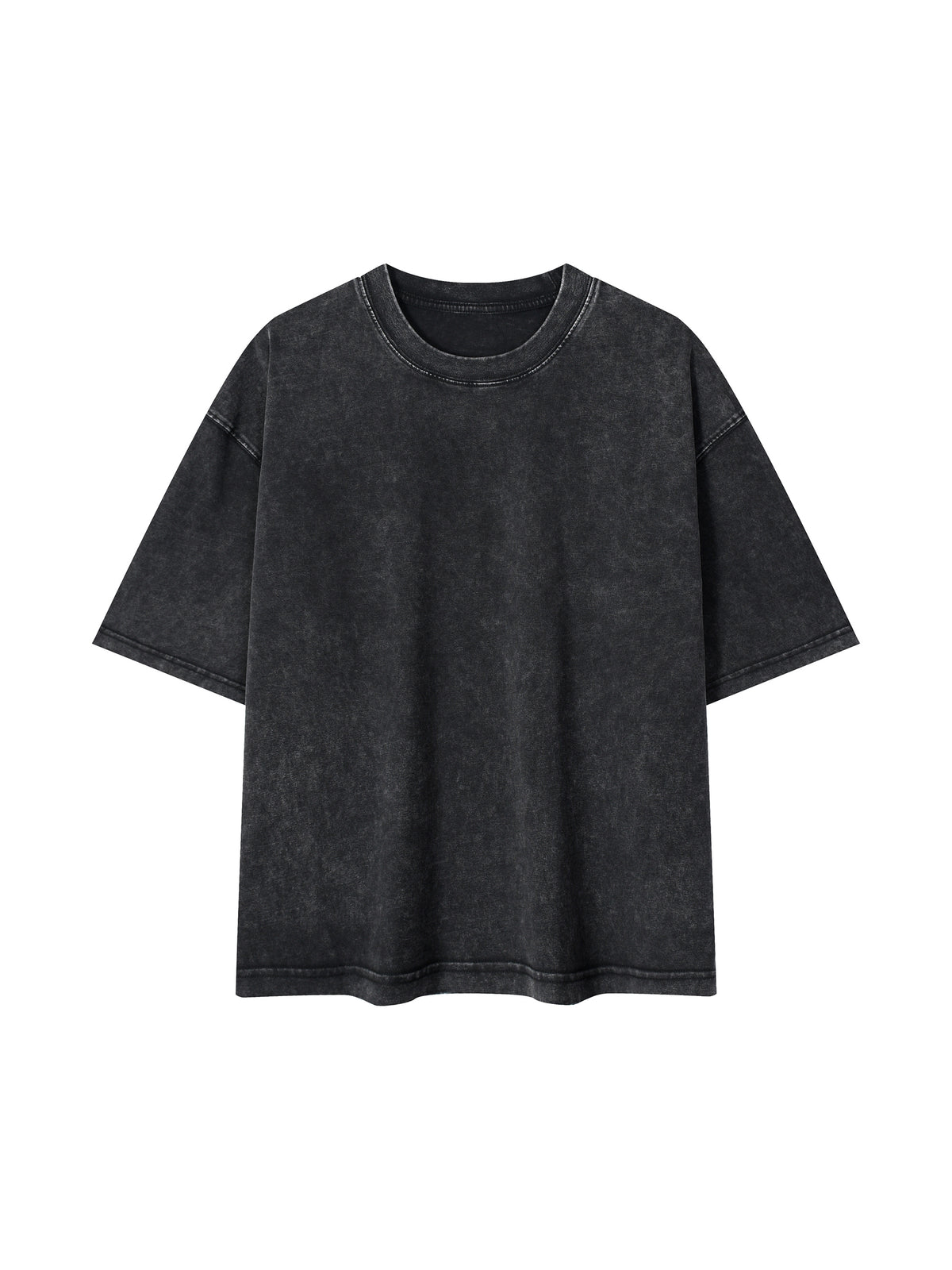 Mineral Wash Boxy Cotton T-Shirt – Core Colours – Black front view