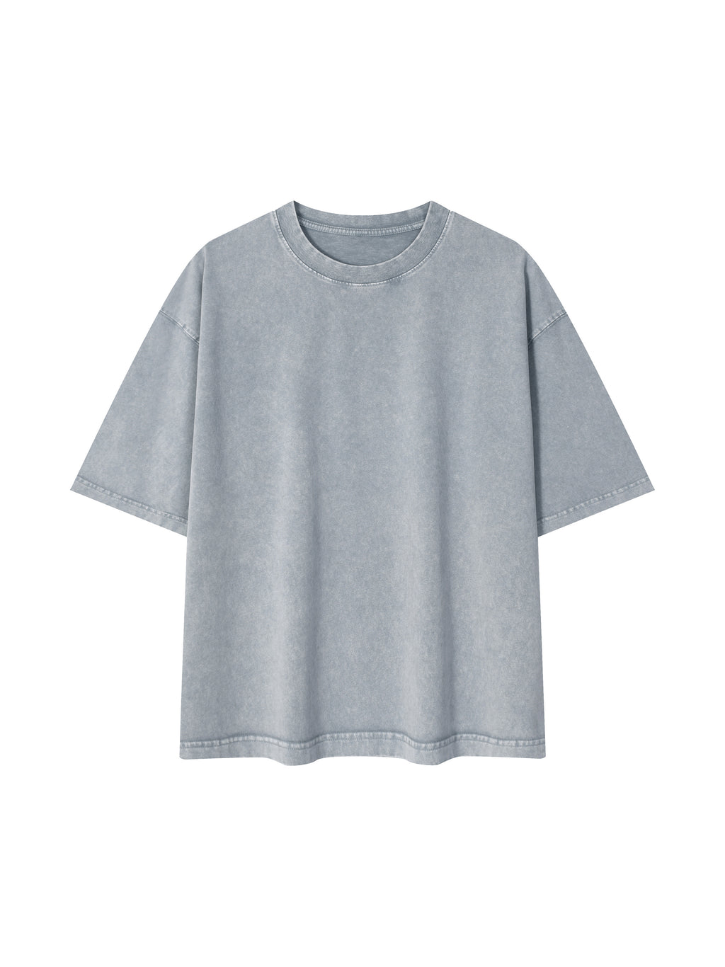Mineral Wash Boxy Cotton T-Shirt – Core Colours – Light Gray front view