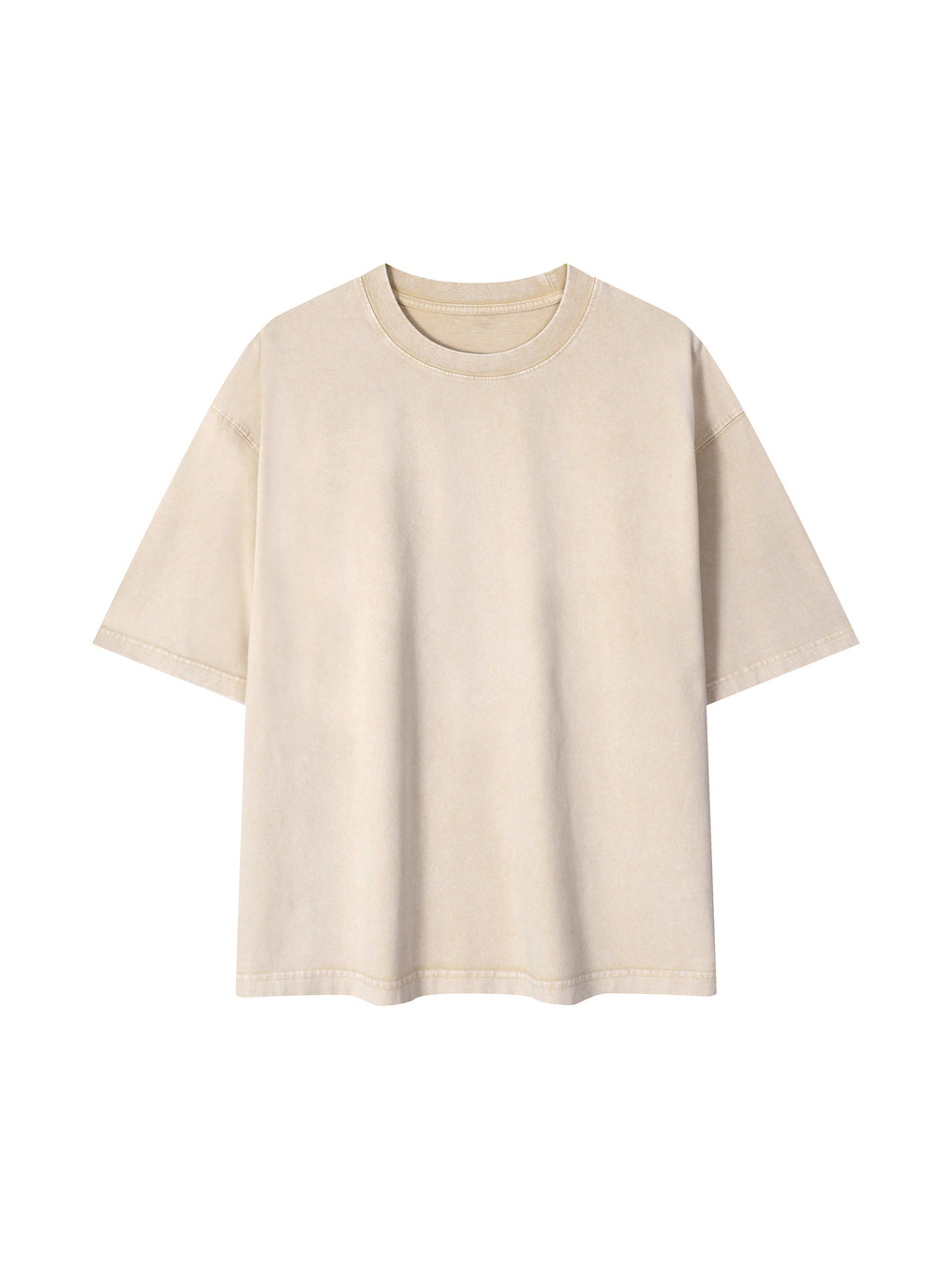 Mineral Wash Boxy Cotton T-Shirt – Core Colours – Light Apricot front view