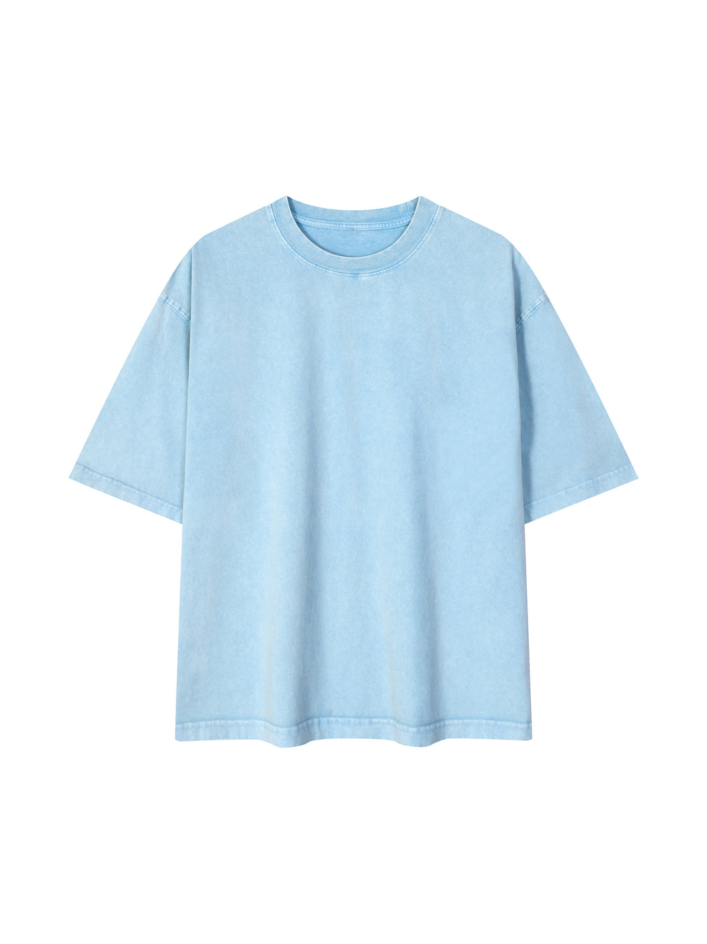 Mineral Wash Boxy Cotton T-Shirt – Core Colours – Sky Blue front view