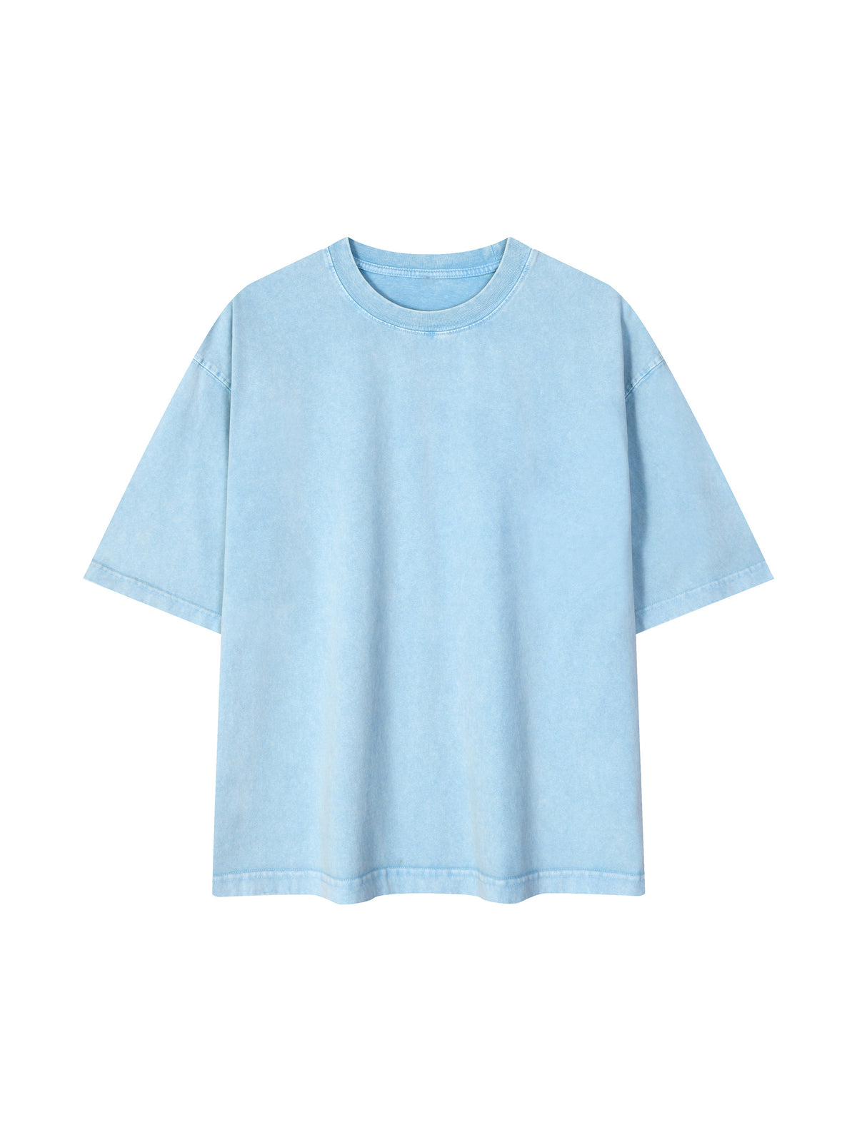 Mineral Wash Boxy Cotton T-Shirt – Core Colours – Sky Blue front view
