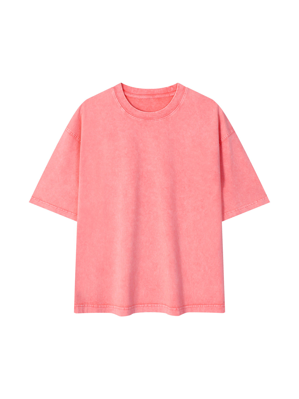 Mineral Wash Boxy Cotton T-Shirt – Core Colours – Pink front view