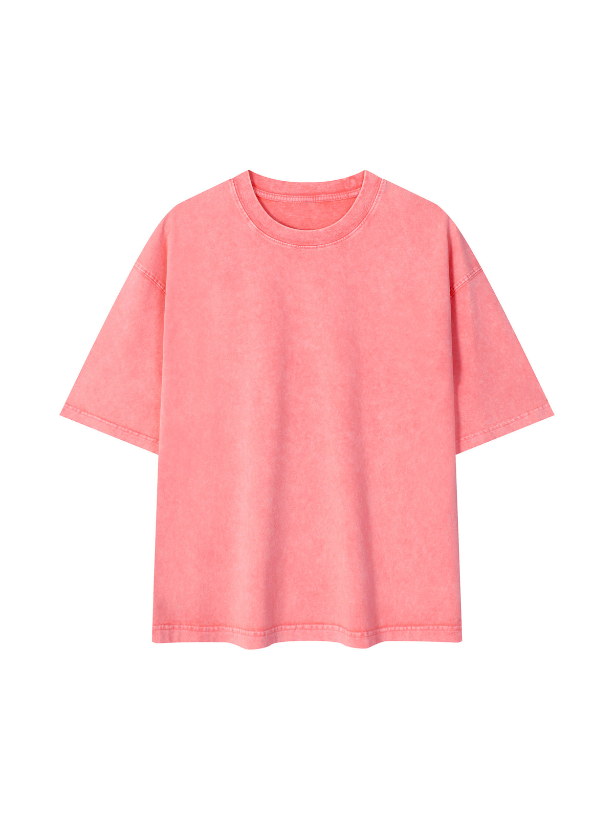 Mineral Wash Boxy Cotton T-Shirt – Core Colours – Pink front view