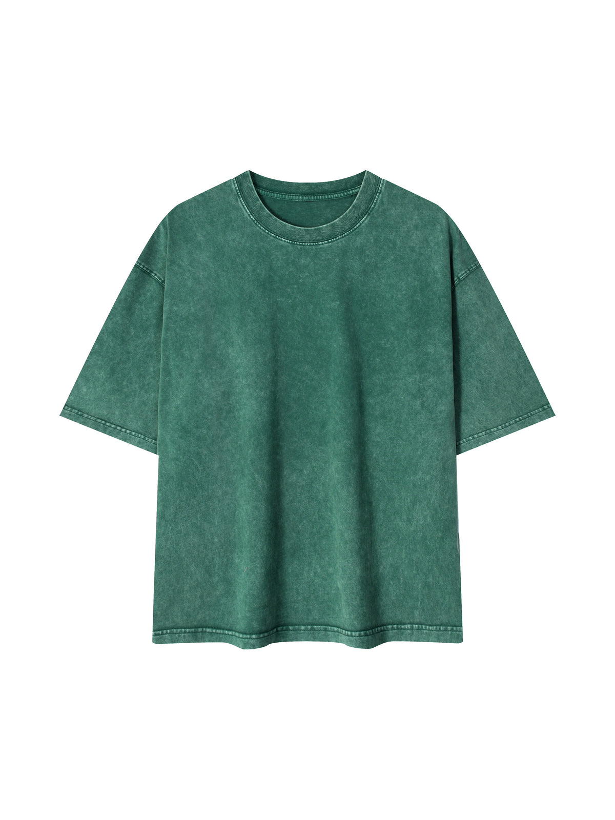 Mineral Wash Boxy Cotton T-Shirt – Core Colours – Blackish Green front view