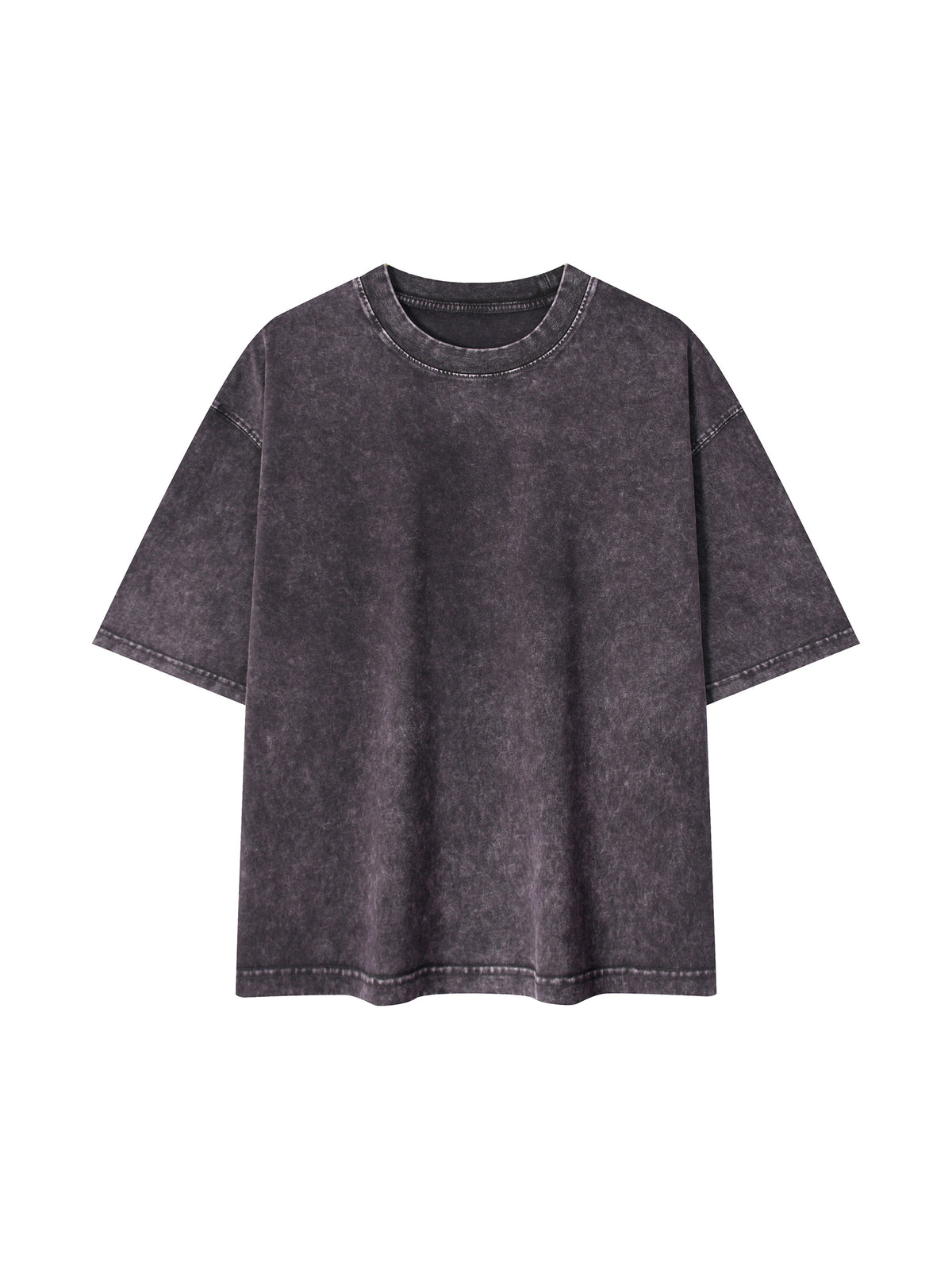 Mineral Wash Boxy Cotton T-Shirt – Extended Colours – Dark Gray front view
