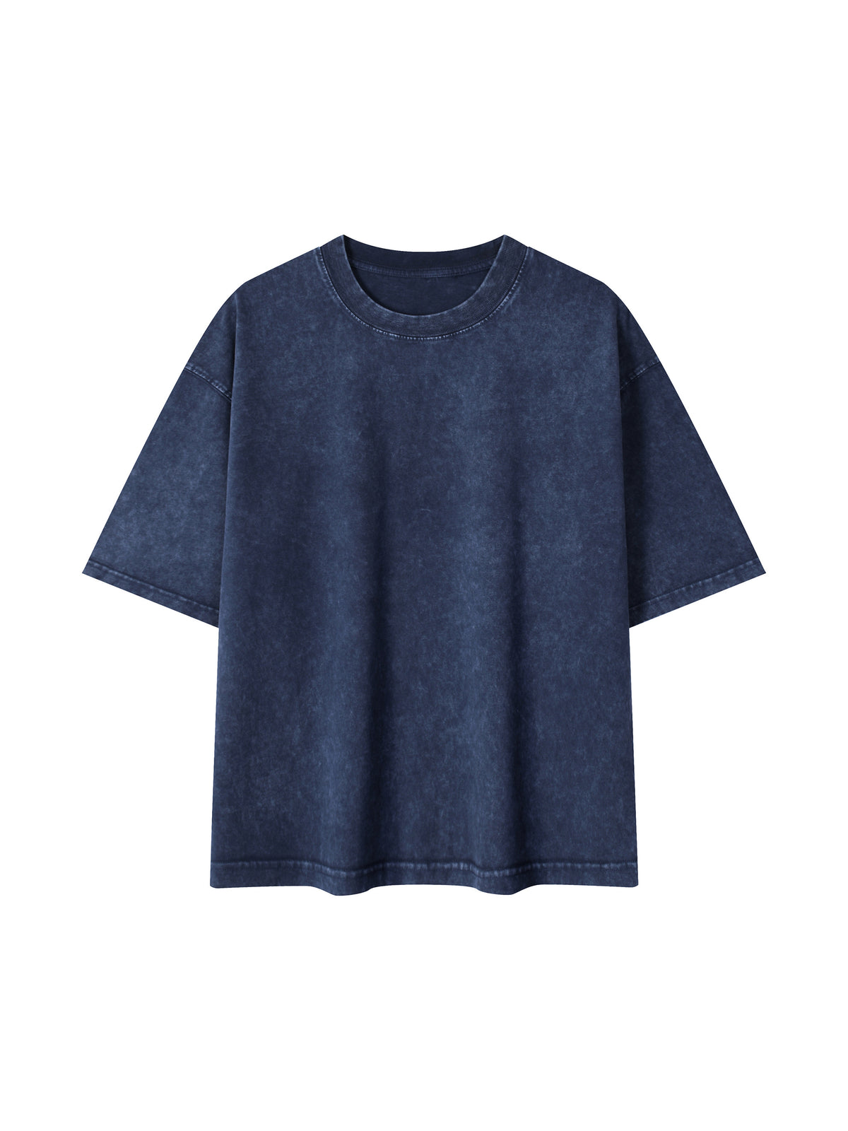 Mineral Wash Boxy Cotton T-Shirt – Extended Colours – Royal Blue front view
