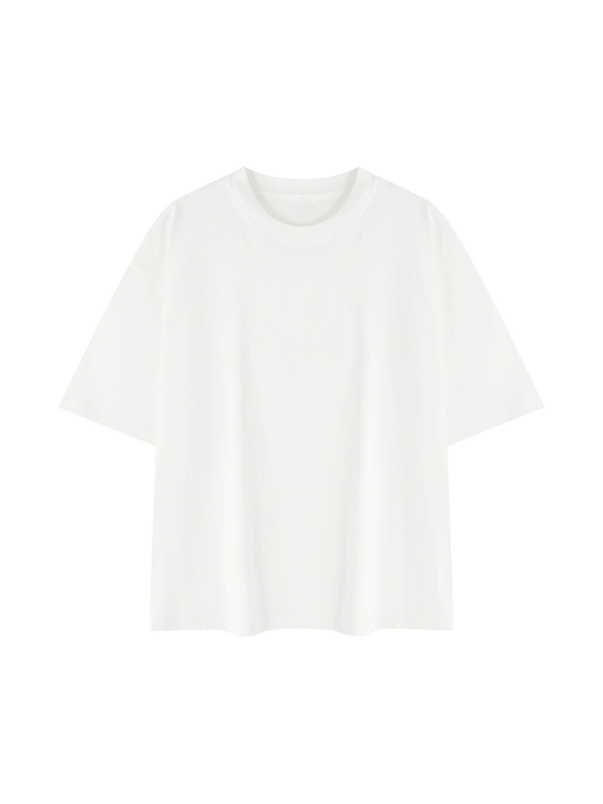 Mineral Wash Boxy Cotton T-Shirt – Extended Colours – White front view