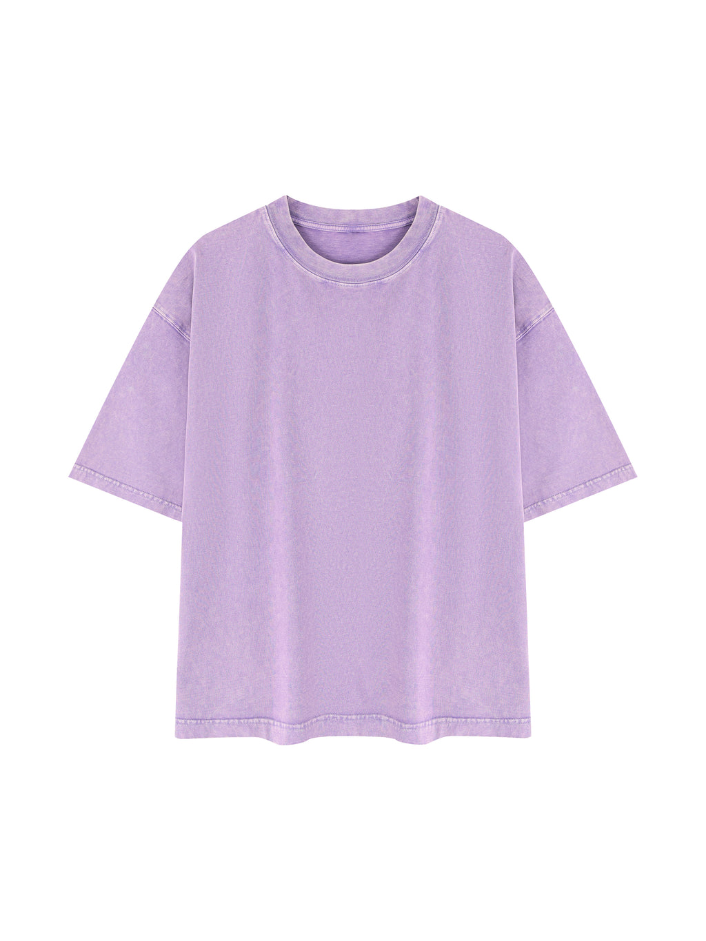 Mineral Wash Boxy Cotton T-Shirt – Extended Colours – Purple front view